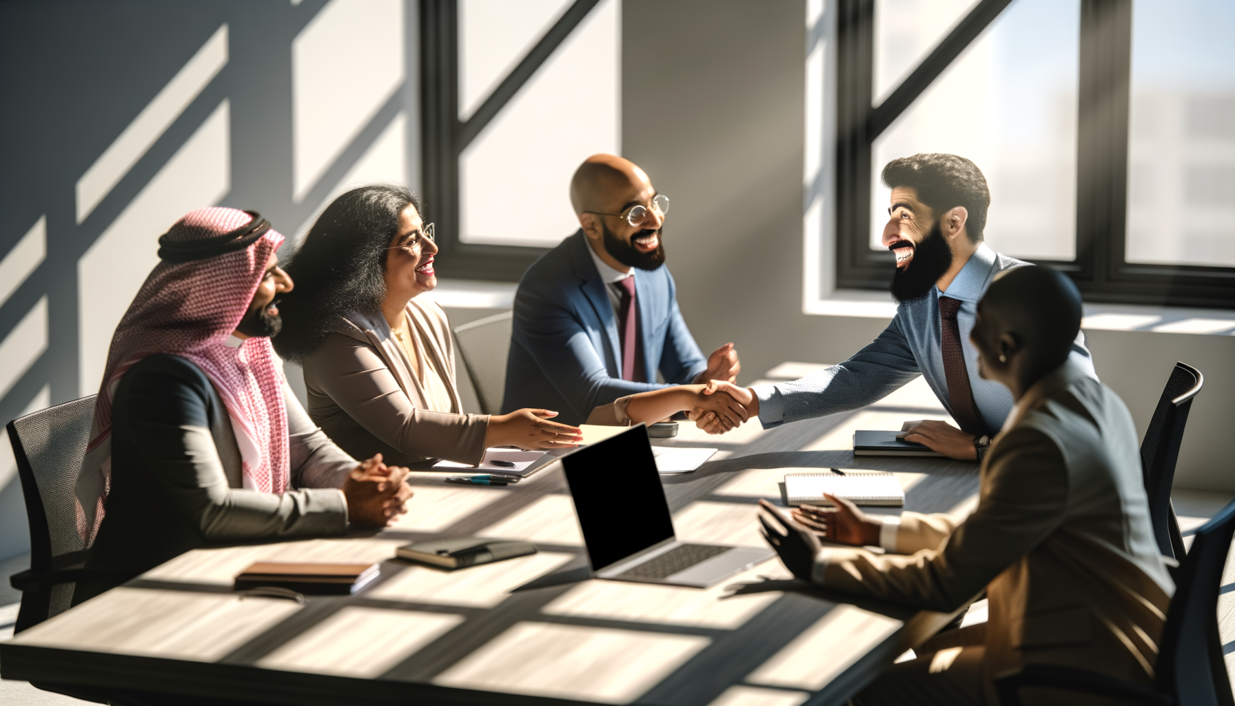 Business professionals networking and building trust relationships in a modern office setting