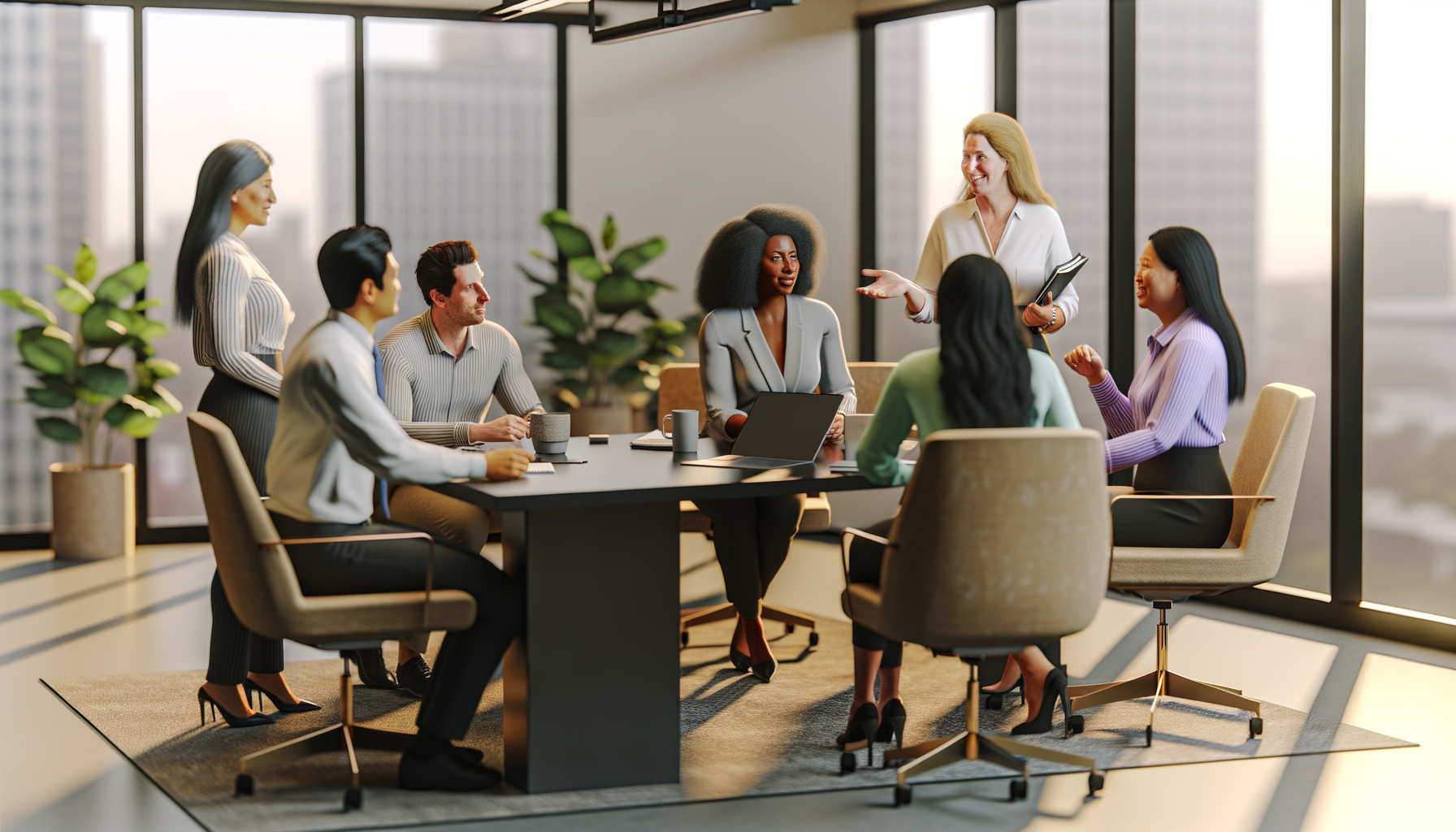 Business professionals collaborating around a conference table discussing partnership strategies