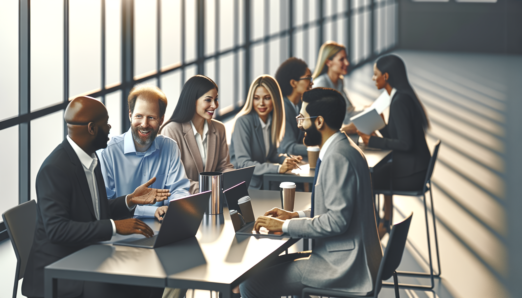 Business professionals collaborating in a modern workspace, representing network-based scaling strategies