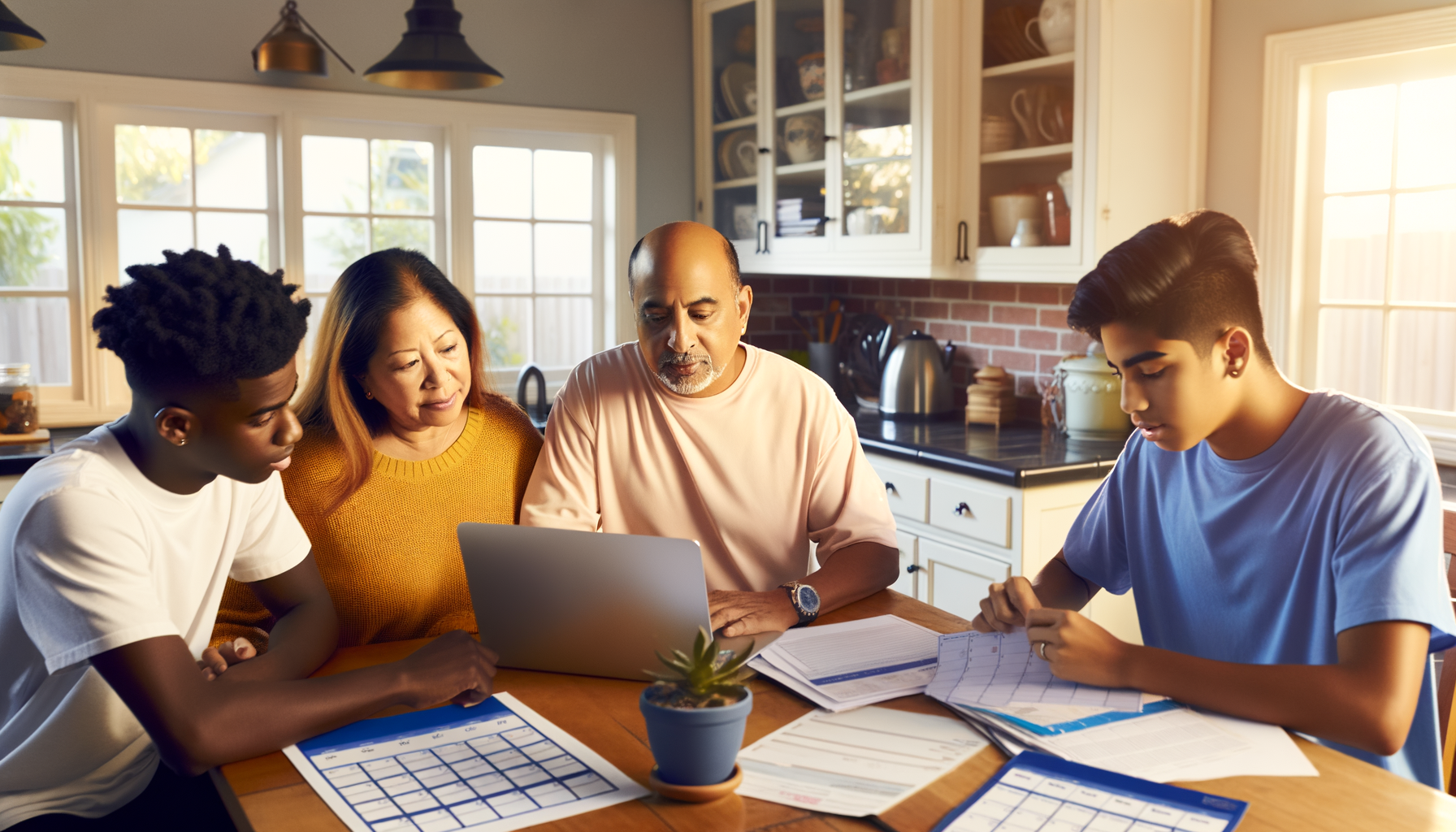 Family planning preventive healthcare appointments together at kitchen table