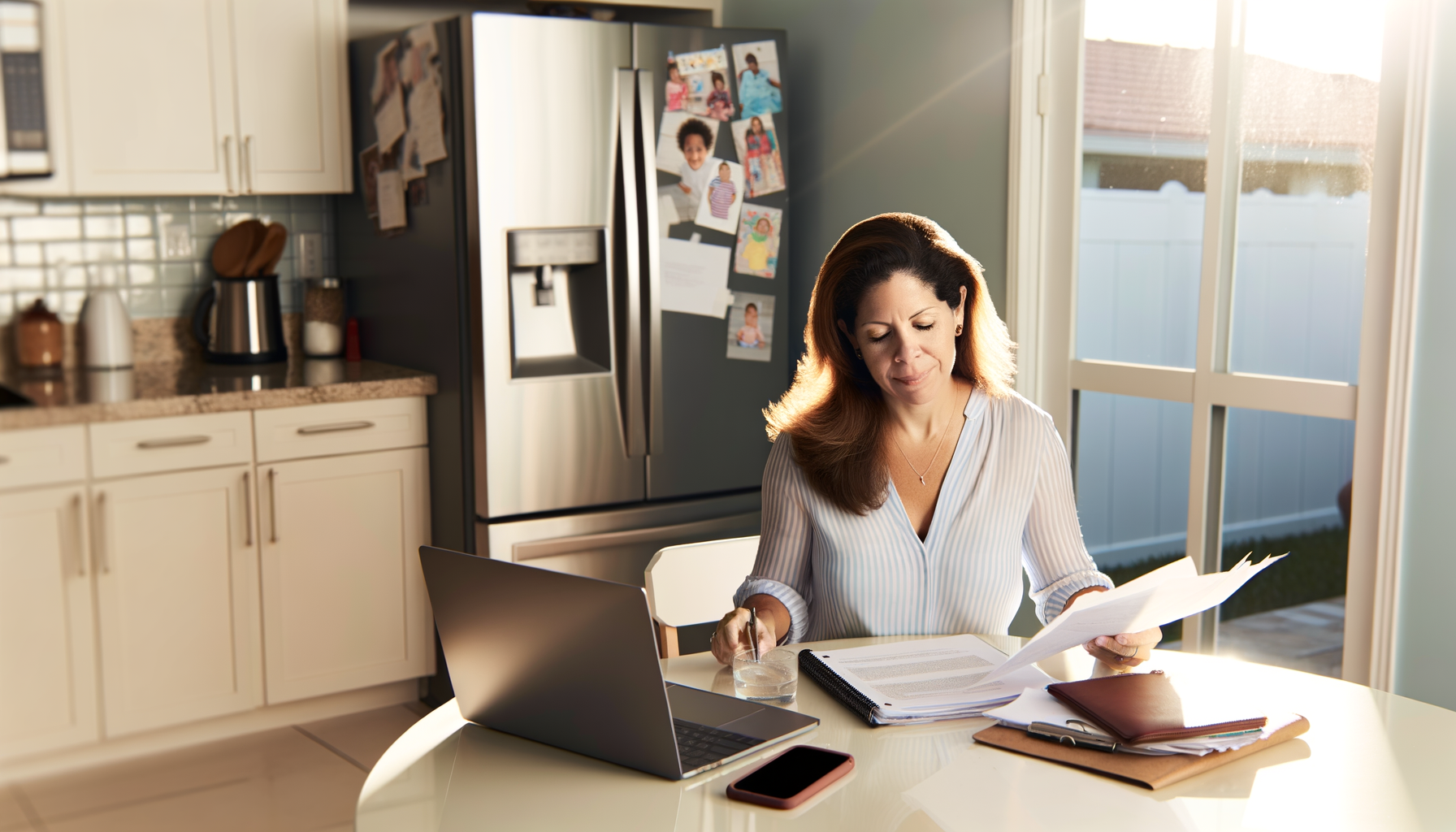 Parent preparing documents and research materials before contacting family service providers