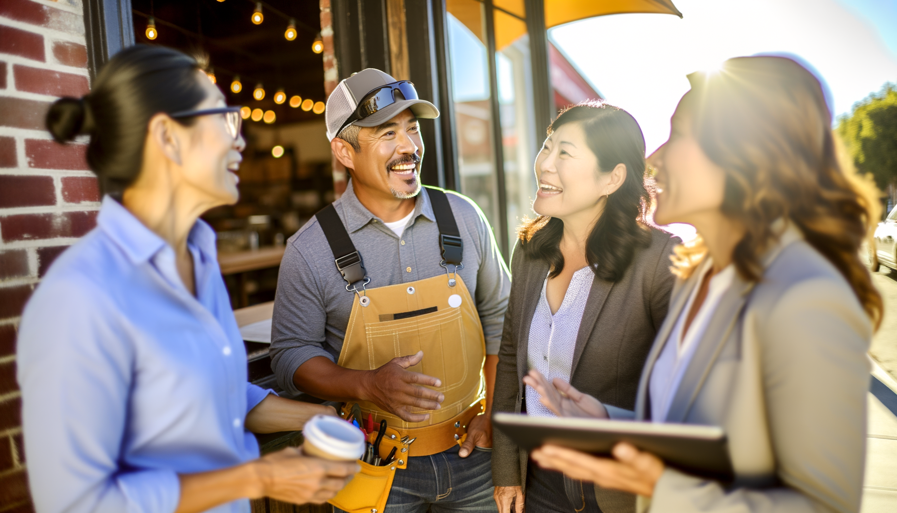 Local service business owners networking and building trust relationships in their community