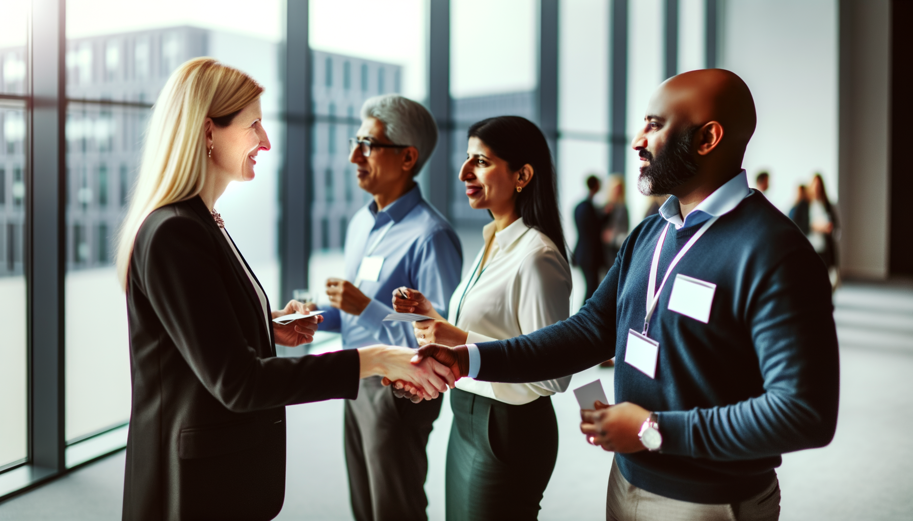 Service business owners networking and building professional connections at a conference