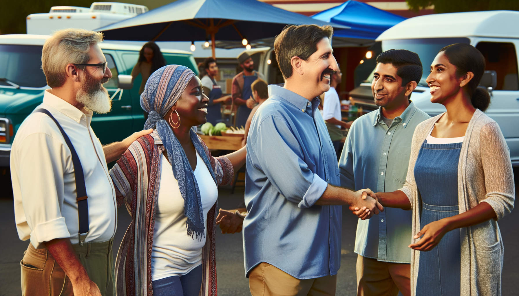 Local service business owners networking and building relationships at a community event