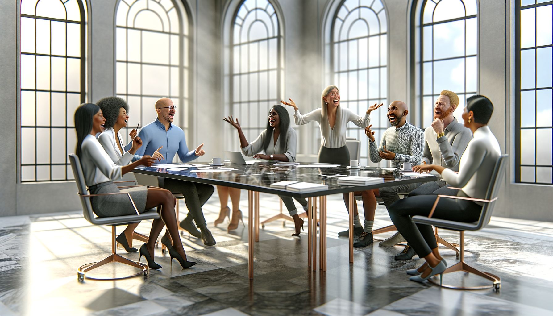 Business professionals networking and discussing referral strategies around a conference table