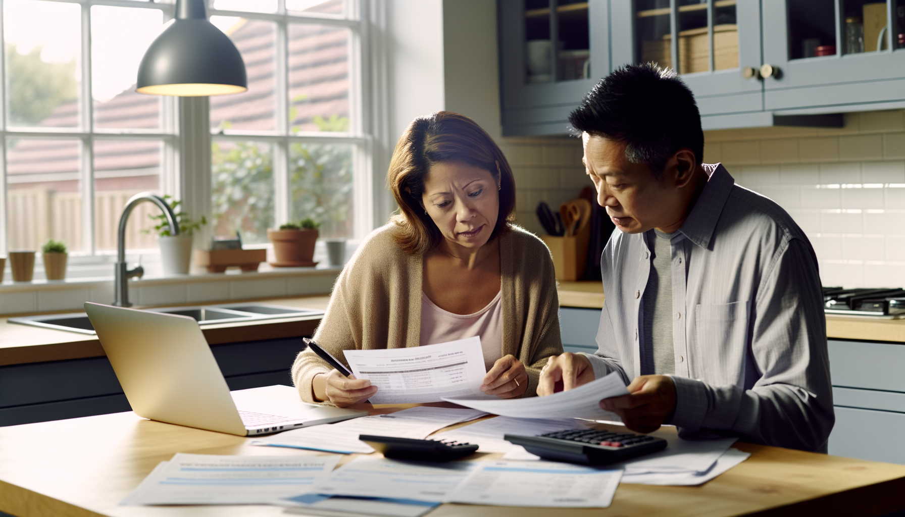 Family organizing service records and maintenance documents for insurance purposes