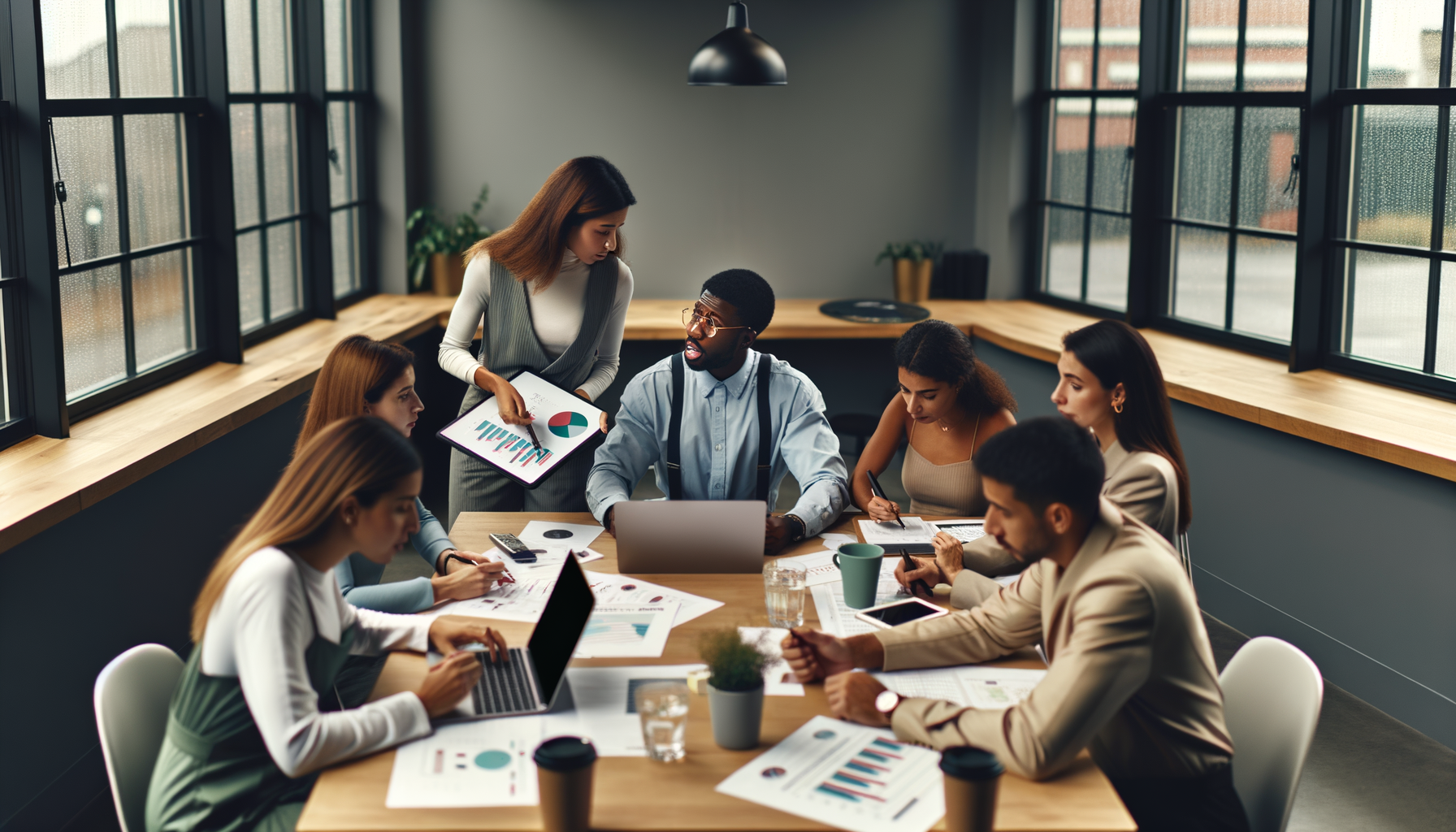 Small business owners collaborating on growth strategies in a bright, modern workspace