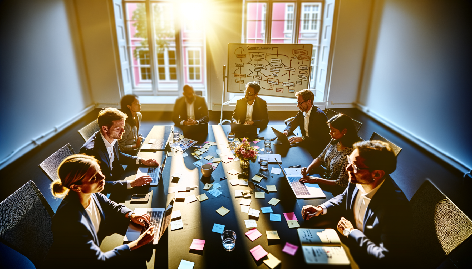 Small business team collaborating on customer journey mapping and touchpoint analysis