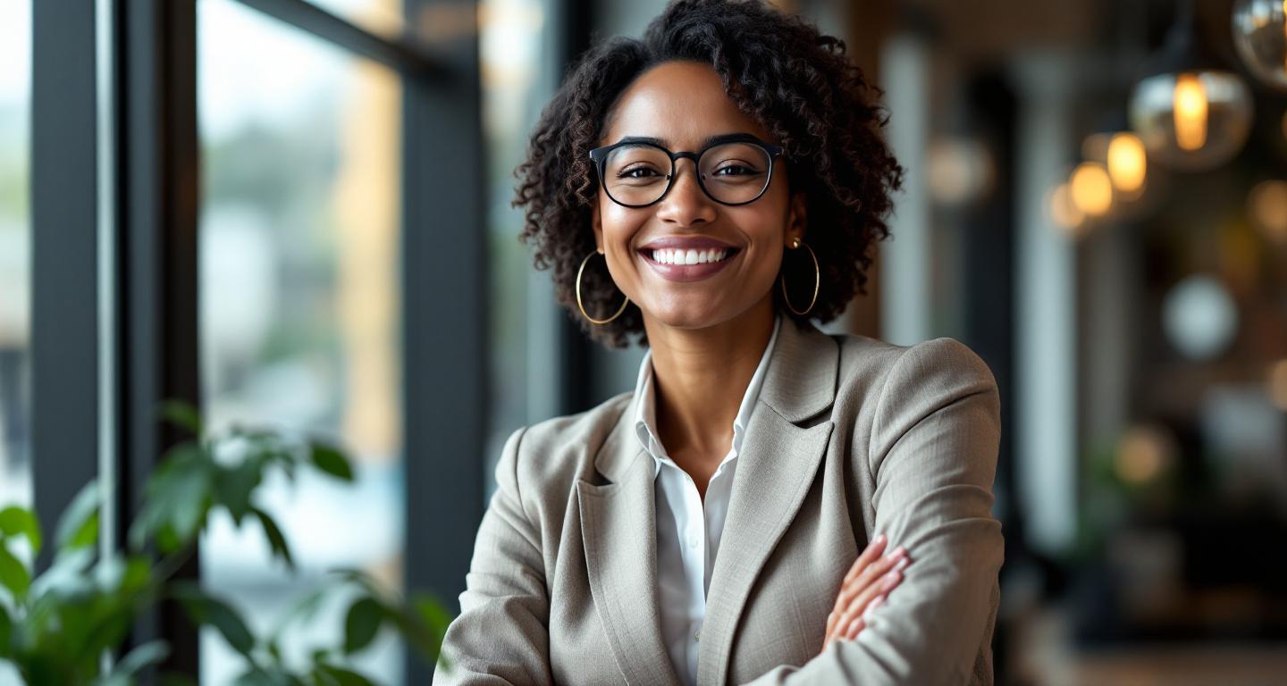 Professional attorney consulting with client in modern law office