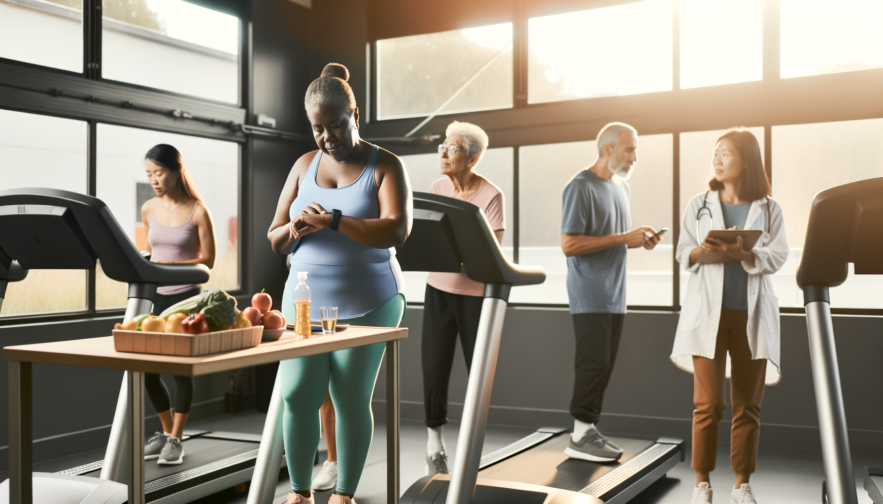 Diverse adults engaging in proactive wellness activities at a community wellness center