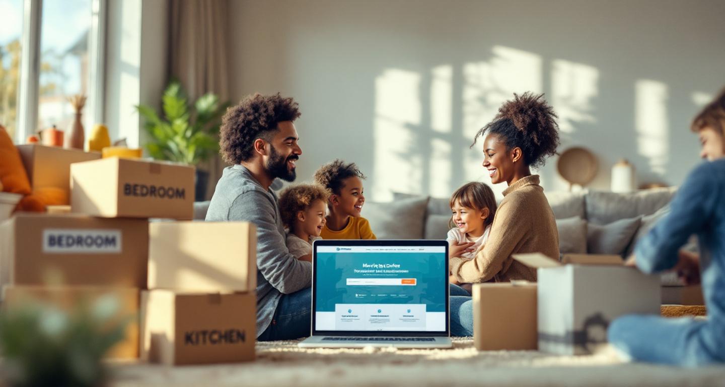 Family preparing documents and materials before hiring a moving company