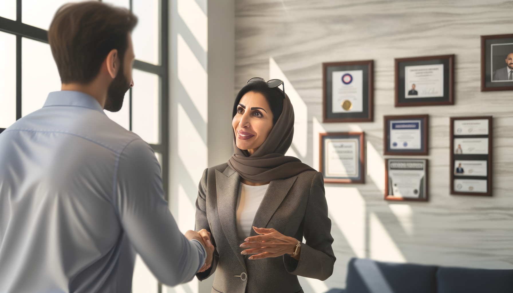 Business owner building genuine relationships with customers in professional office setting