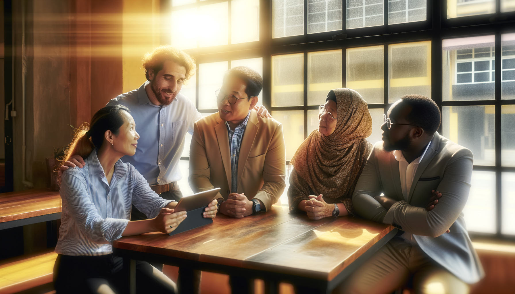 Local business owners having a collaborative discussion at a coffee shop